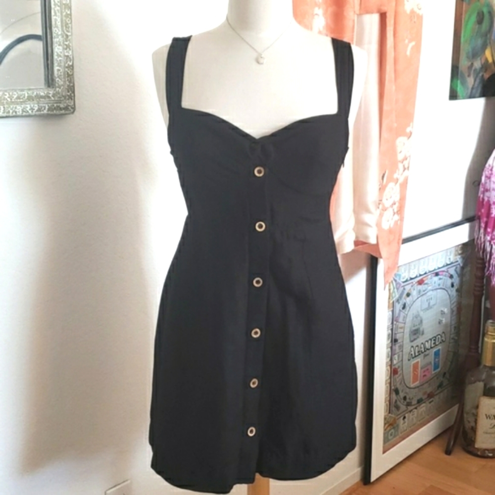 Anthropologie Maeve Twist Front Black Mini Dress Size Small Petite - Picture 1 of 16